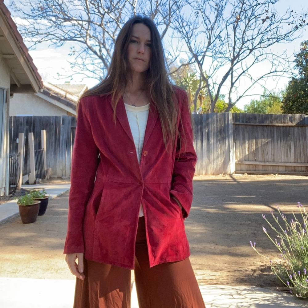 Red Vintage Suede Leather Jacket
